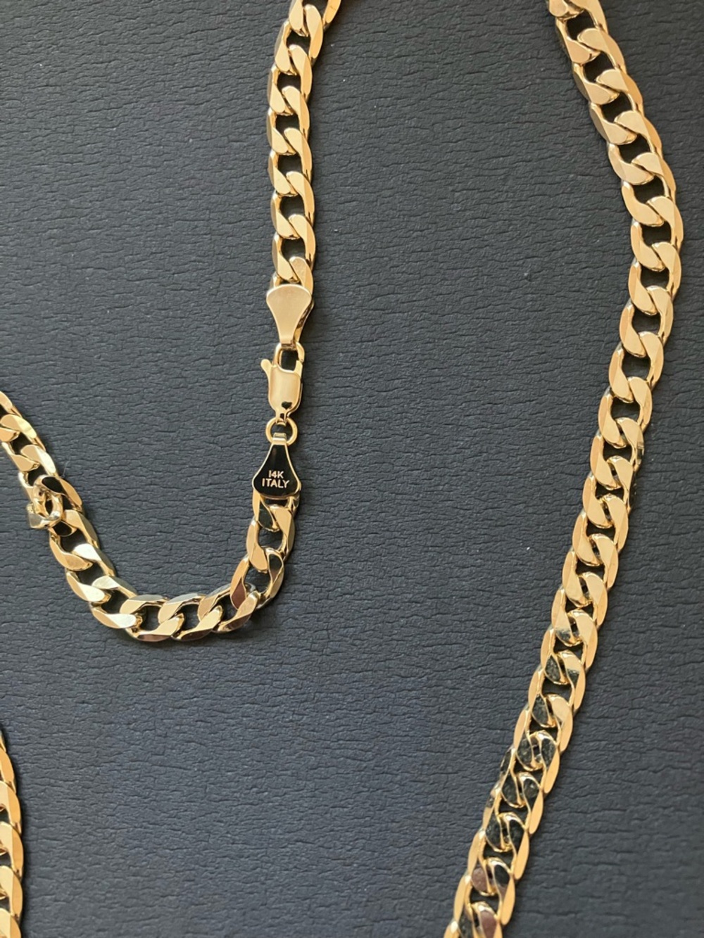 14K Italy Gold Cuban Chain Necklace - Yellow Gold Bonded.